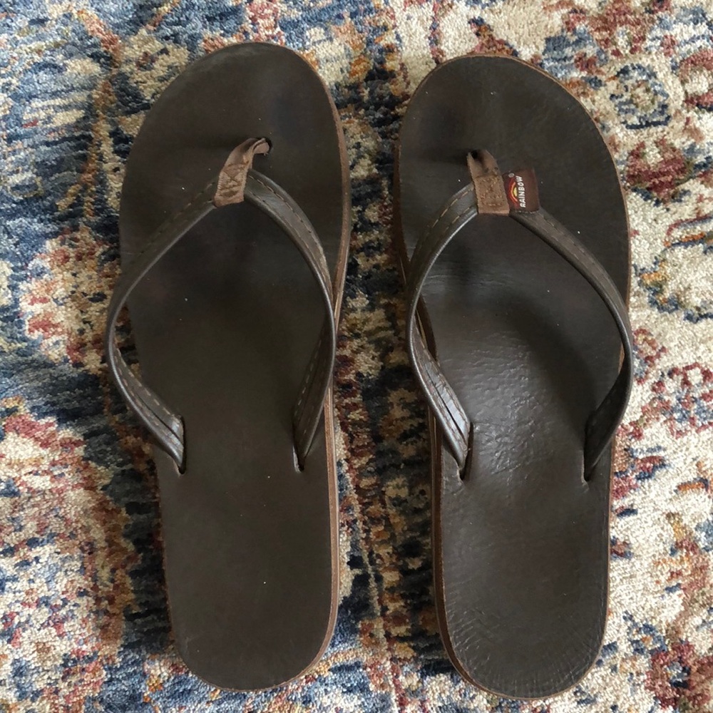 Rainbow Leather Flip Flops